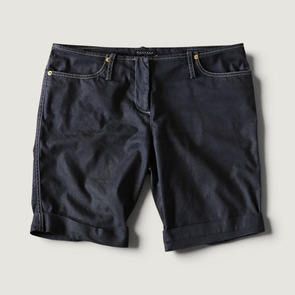 Buffalo David Bitton Bermuda Shorts Womens 8 Blue Coated Contrast Stitch Y2K 8